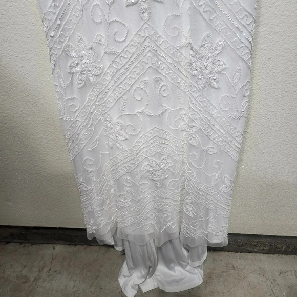 Lulus The Sweetest Vows White Beaded Sequin Mermaid Maxi Dress Wedding Bridal - Picture 9 of 14